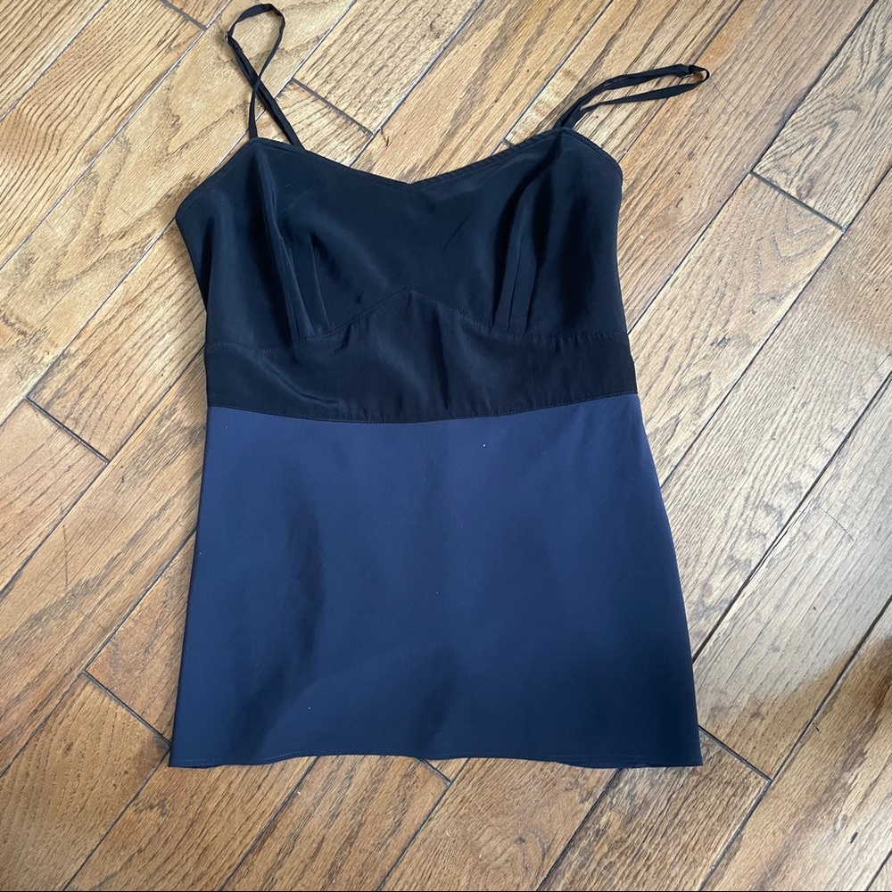 ALL SAINTS blue and navy top